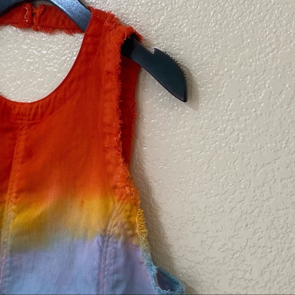 Free People We The Free Call On Me Dip-Dye Ombre 100% Cotton Denim Tank Top - Picture 6 of 16